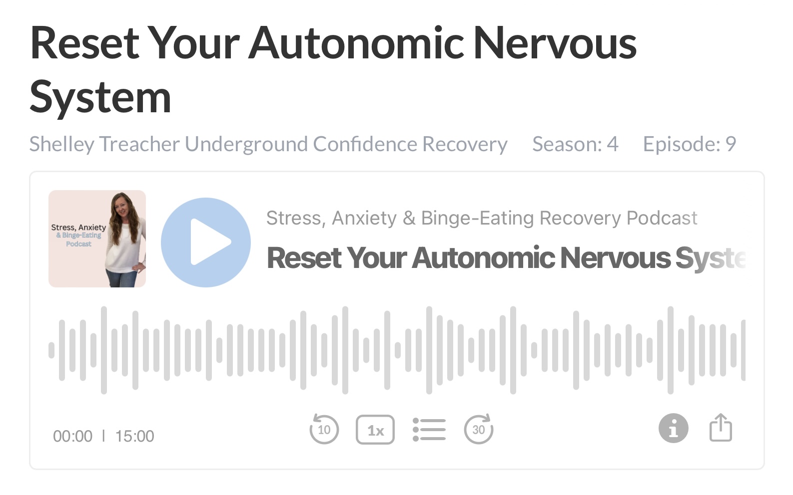 Reset autonomic nervous system
